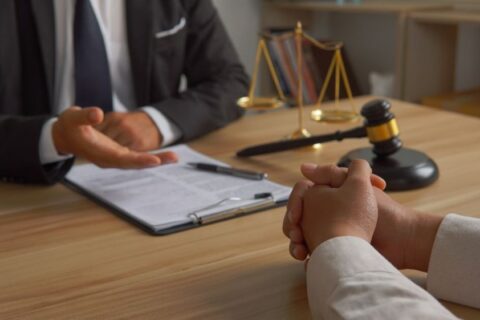 Lawyer discussing legal options with client in Los Angeles, California
