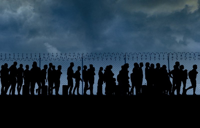 Asylum Seeker near the border of a country